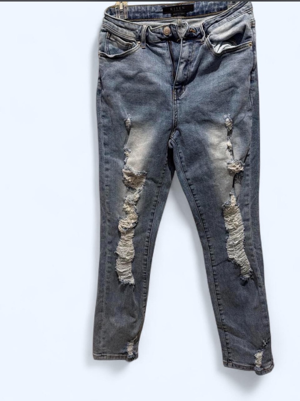 Risen Distressed Gray Skinny Jeans